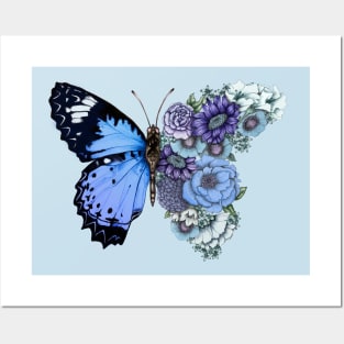 Blue Butterfly in Bloom Posters and Art